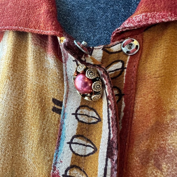 Vintage Platinum Dorothy Schoelen Buttoned Short Sleeve Top size Medium - Picture 4 of 13